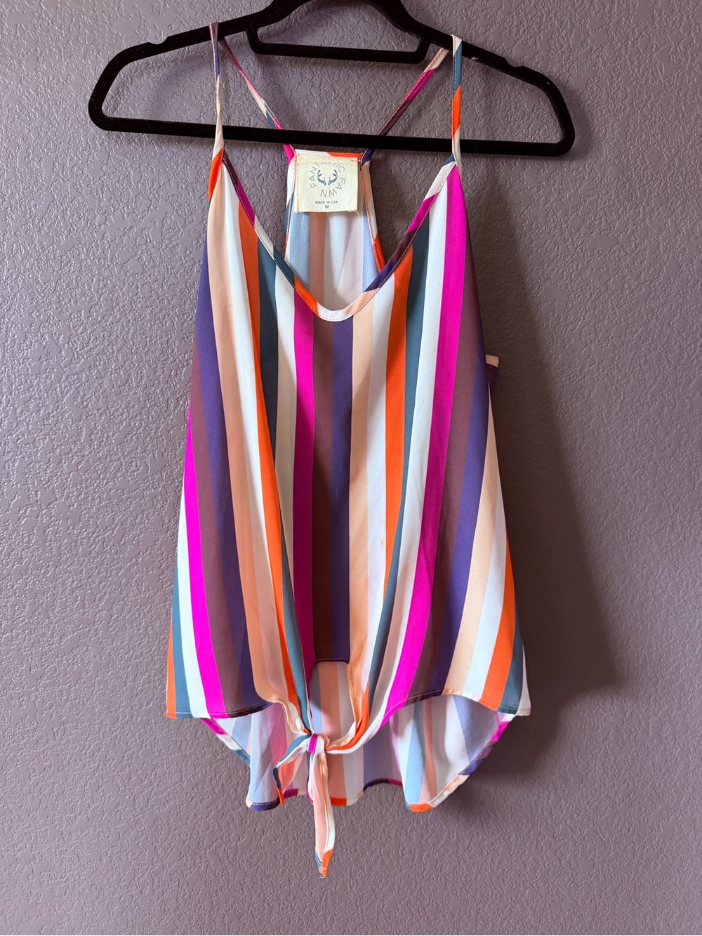 Striped Tie-Front Cami Tank Top - Multicolor
